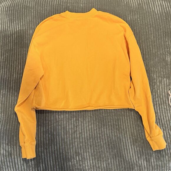 Yellow the Label Sweatshirt Womens XS Cropped Relaxed Fit Made in Canada - Picture 7 of 7